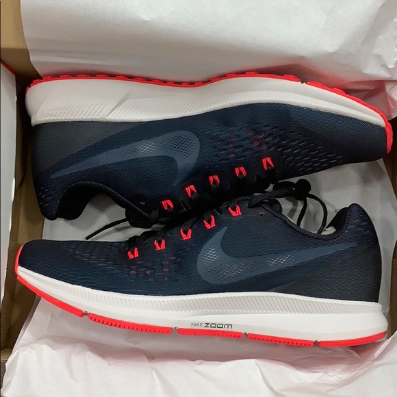 NIKE AIR ZOOM PEGASUS 34 Blk/Armory Navy-Red Orbit - Picture 10 of 16